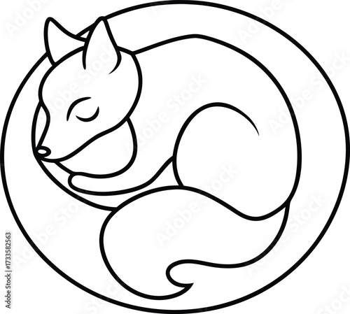 fox curled mandala sleep therapy illustration on transparent background