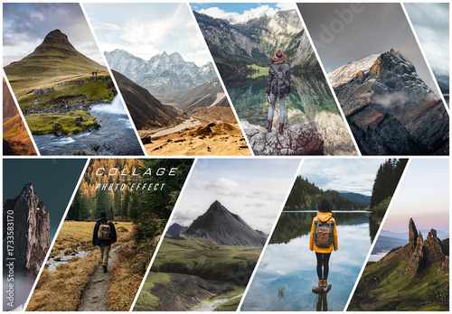 Collage Stripes Grid Photo Effect Mockup