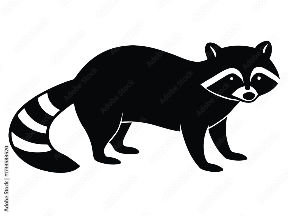 Obraz premium raccoon standing silhouette vector icon