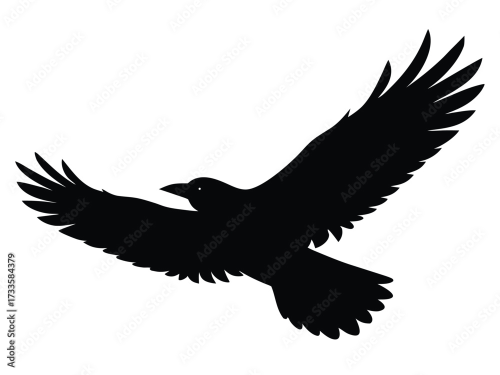 Obraz premium raven flying silhouette vector icon