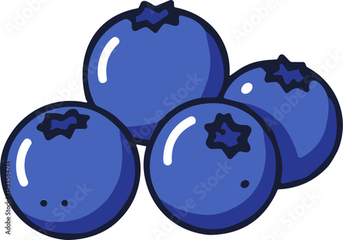 Blueberries in flat style on a transparent background representing freshness  