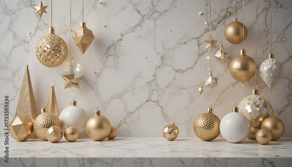 Fototapeta premium christmas decoration on wooden background,Christmas decoration on wooden background, rustic pine branches and pinecones, red berries and festive ribbons, sparkling fairy lights, vintage ornaments and 