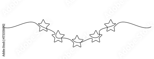 five stars reward one line drawing continuous handdrawn minimalism decorative art divider ornament
