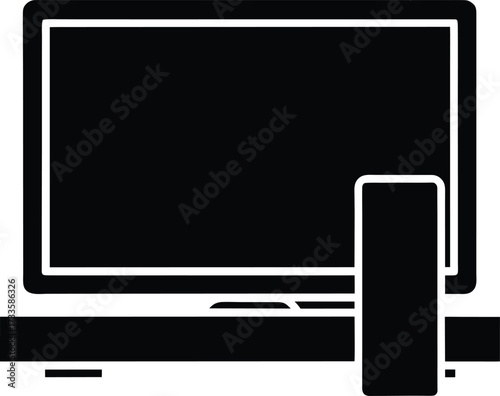 smart tv with remote illustration on transparent background