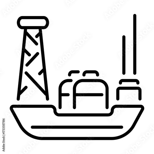 A linear style icon representing oil boat