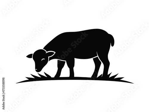 sheep grazing silhouette vector icon