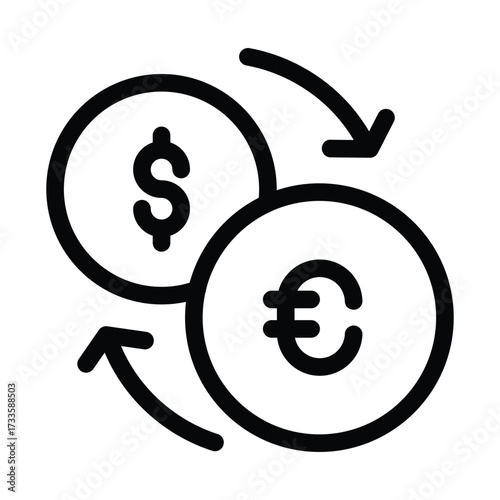 euro to dollar exchange currency outline icon vector design good for web or mobile app