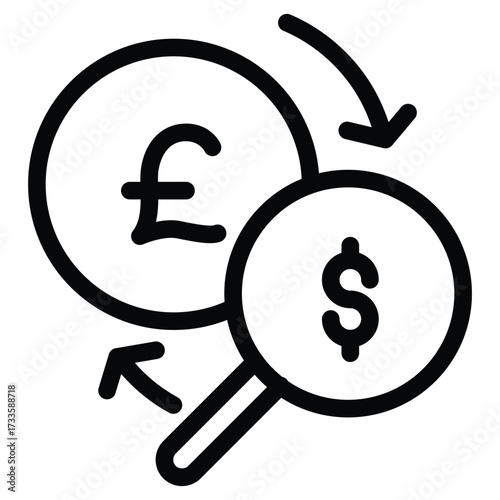 euro to dollar exchange currency outline icon vector design good for web or mobile app