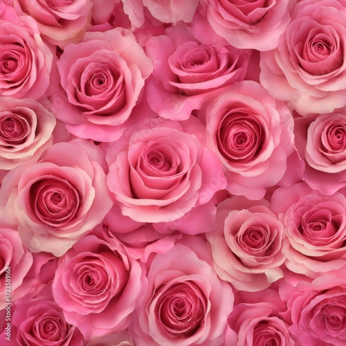 A captivating close-up of vibrant pink roses in full bloom, showcasing their delicate petals and captivating beauty