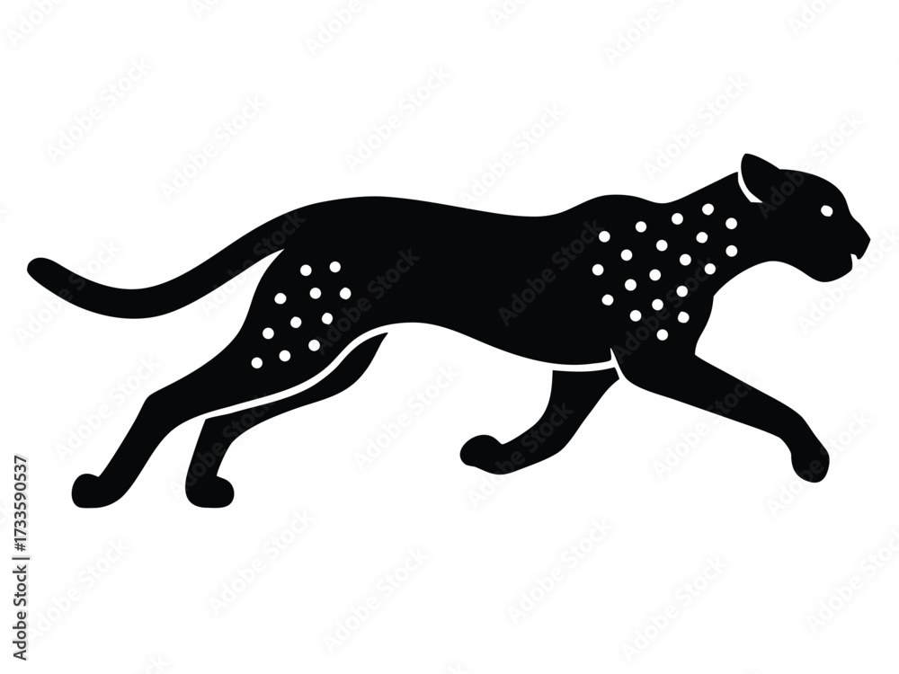 Fototapeta premium sprinting cheetah silhouette vector icon