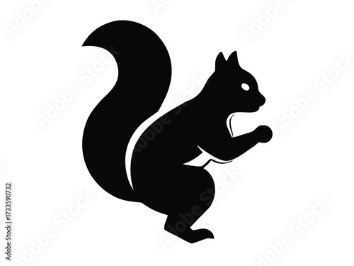 squirrel climbing silhouette vector icon