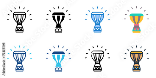 African drum icon set multiple style collection 
