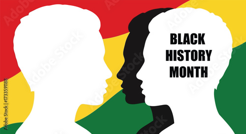 Black history month silhouette of faces isolated on transparent background