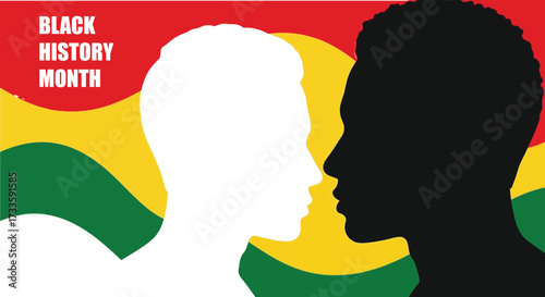 Black history month with two faces in profile isolated on transparent background