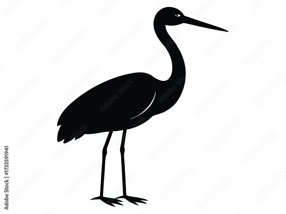 Obraz premium stork standing silhouette vector icon