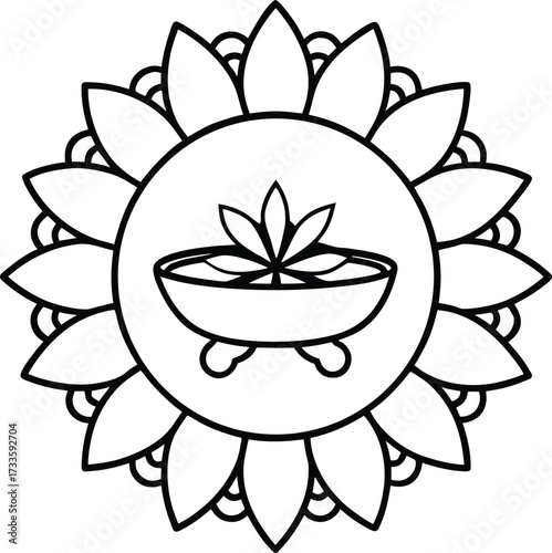 spa foot bath flower mandala illustration on transparent background