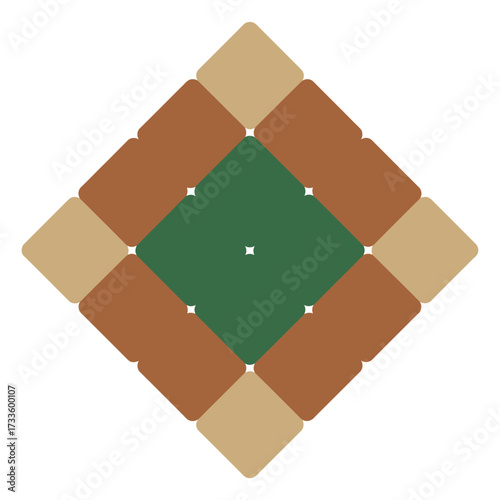 A stylized, geometric illustration of a baseball diamond, viewed from above.