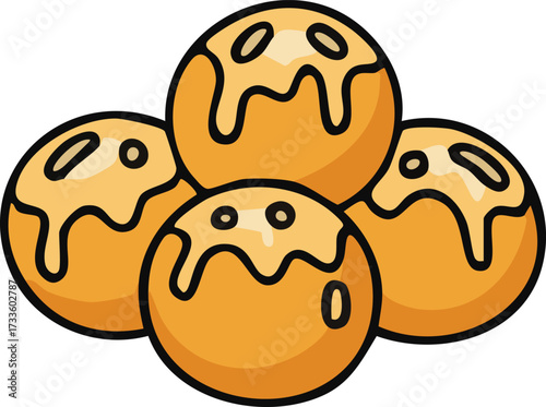 Four cream puffs with dripping icing