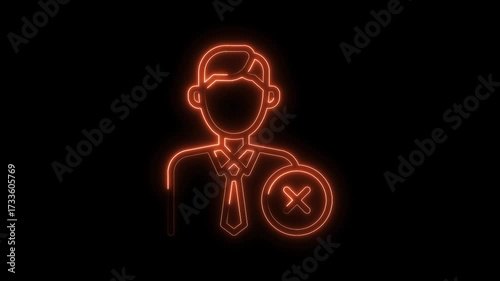 Glowing outline of dismissed employee on black background concept of layoffs and job loss