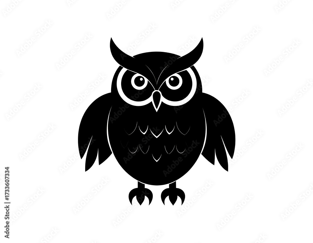 Fototapeta premium Simple black silhouette of an owl