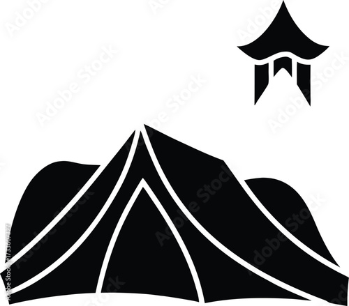tent on hilltop illustration on transparent background