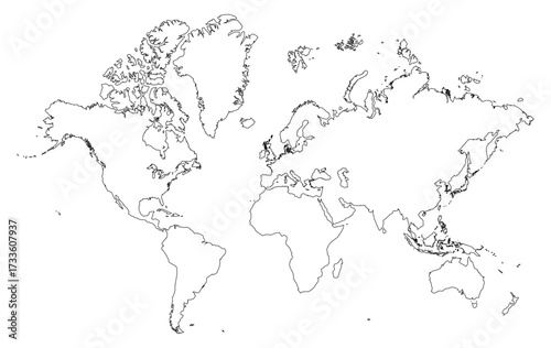 Black Outline World Maps