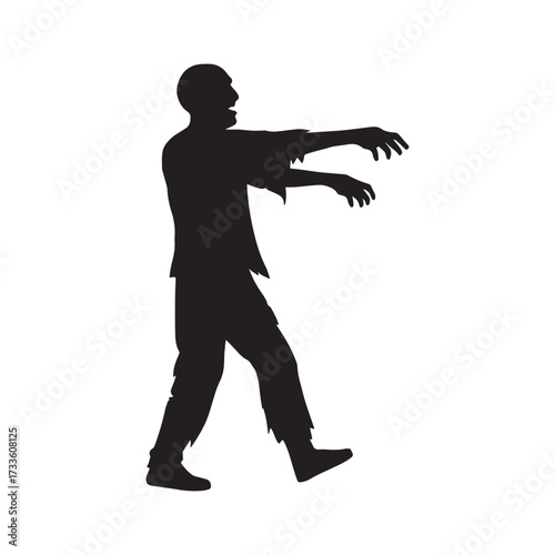Zombie Walking Silhouette with Outstretched Arms

