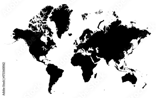 Black Silhouette World Maps