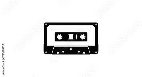 Simple black and white illustration of a vintage audio cassette tape