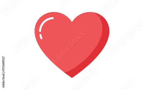 A simple, stylized red heart icon with a subtle gradient and a highlight, set against a plain white background.