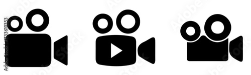 Video Camera Icon Set – Movie Recorder and Film Media Symbols Collection