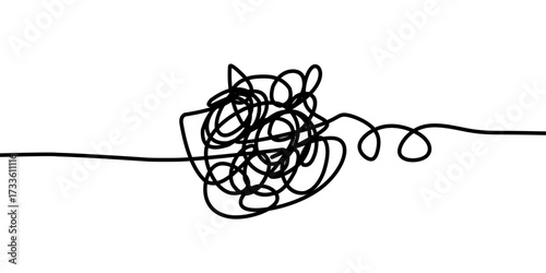 Random chaotic lines in hand drawn style. Tangled abstract scribble clew vector illustration for messy doodle art and design element