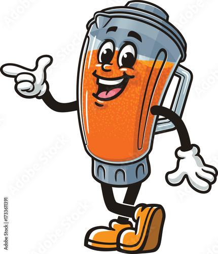 Blender mascot cartoon that has legs with an idea