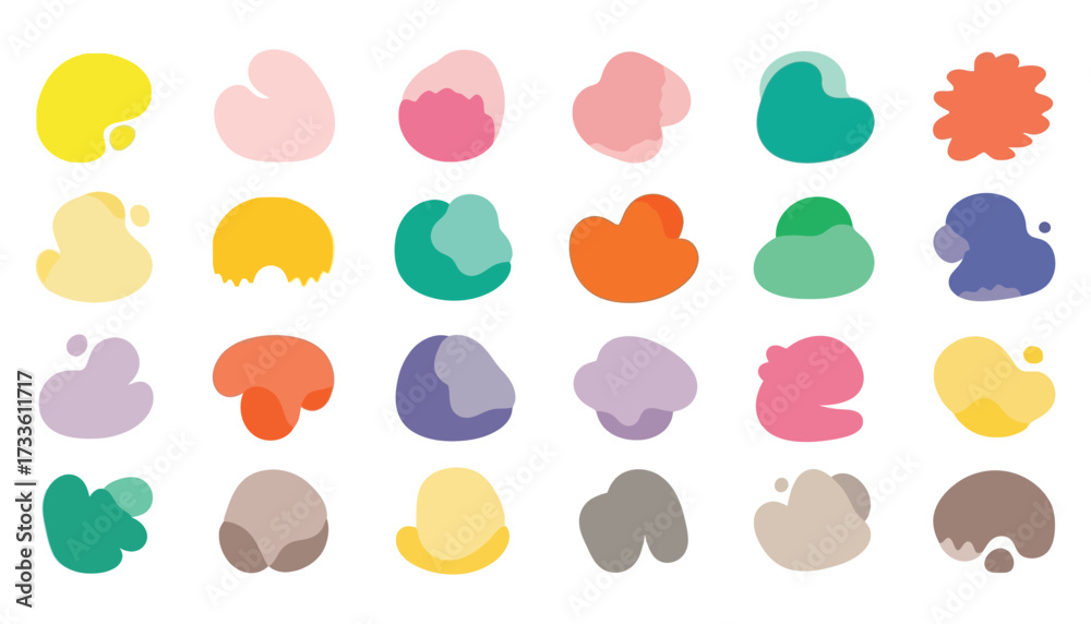 Fototapeta premium Vector art of collection of colorful abstract organic shapes and blobs, modern design elements
