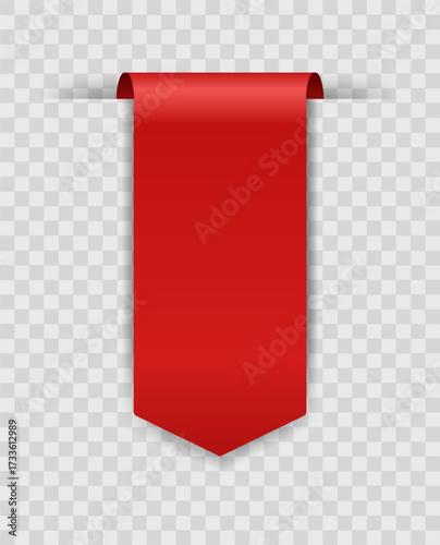 Corner or ribbons icon. Product red banner, price shopping tag. Promotion sale badge, special offer sticker. Discount and price offer concept. Vector sticker blank template