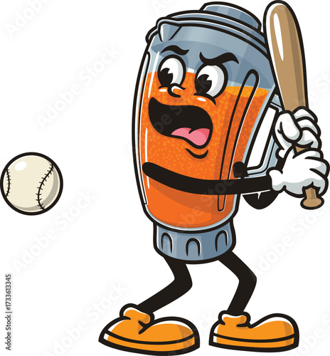 Blender mascot cartoon playing baseball