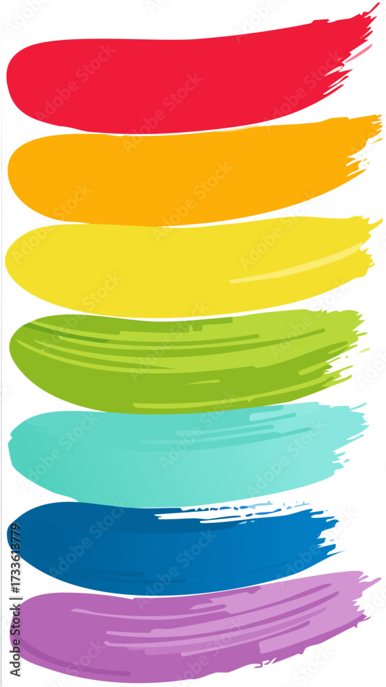 Obraz premium colors of the rainbow one on top of each other paint brush strokes
