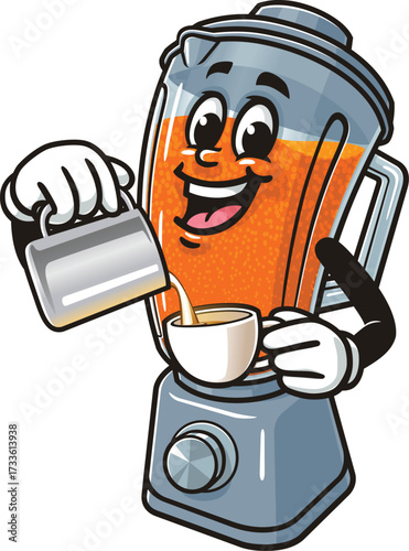 Blender mascot cartoon is being a barista