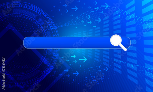 abstract blue search engine skin interface electronic cyberspace  with shine light high technology background