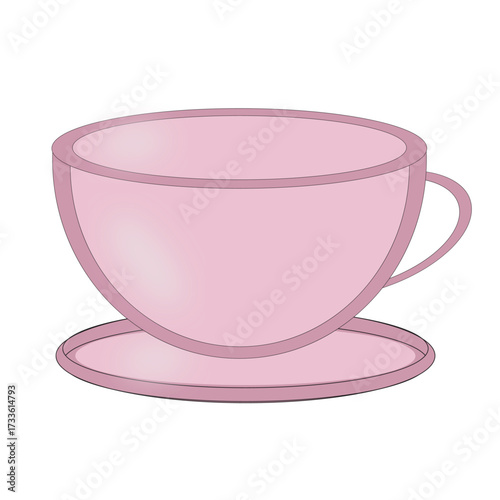 isolated pink tea cup with coins for icon or web