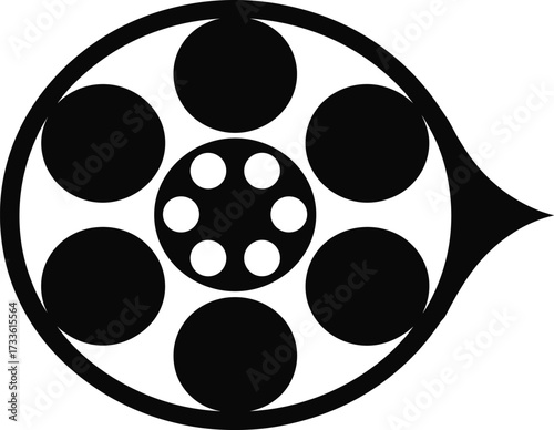Black silhouette of revolver cylinder with bullets gun cylinder ammunition