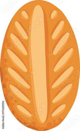 Cartoon bakery product. Bread whole loaf and cut slices, pastry food french baguette croissant with wheat rye grains bagel bite bun roll, baking pastries neat vector illustration original artwork