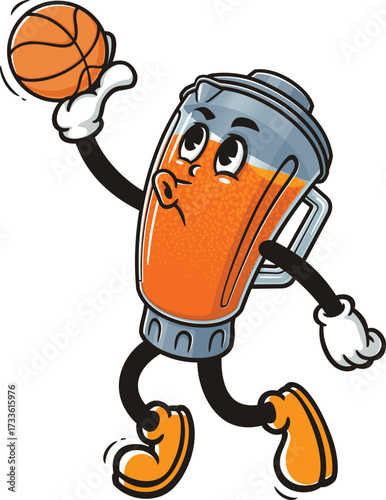 Blender mascot cartoon playing slam dunk basketball