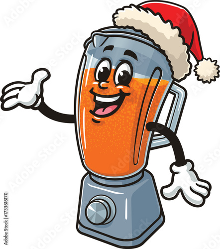 Blender mascot cartoon wearing a Christmas hat