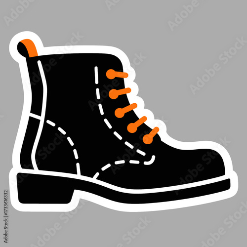 Bold adventure boot icon on gray background
