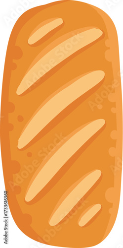 Cartoon bakery product. Bread whole loaf and cut slices, pastry food french baguette croissant with wheat rye grains bagel bite bun roll, baking pastries neat vector illustration original artwork