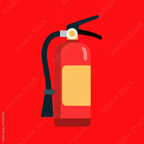 Compact fire extinguisher icon on vivid red background