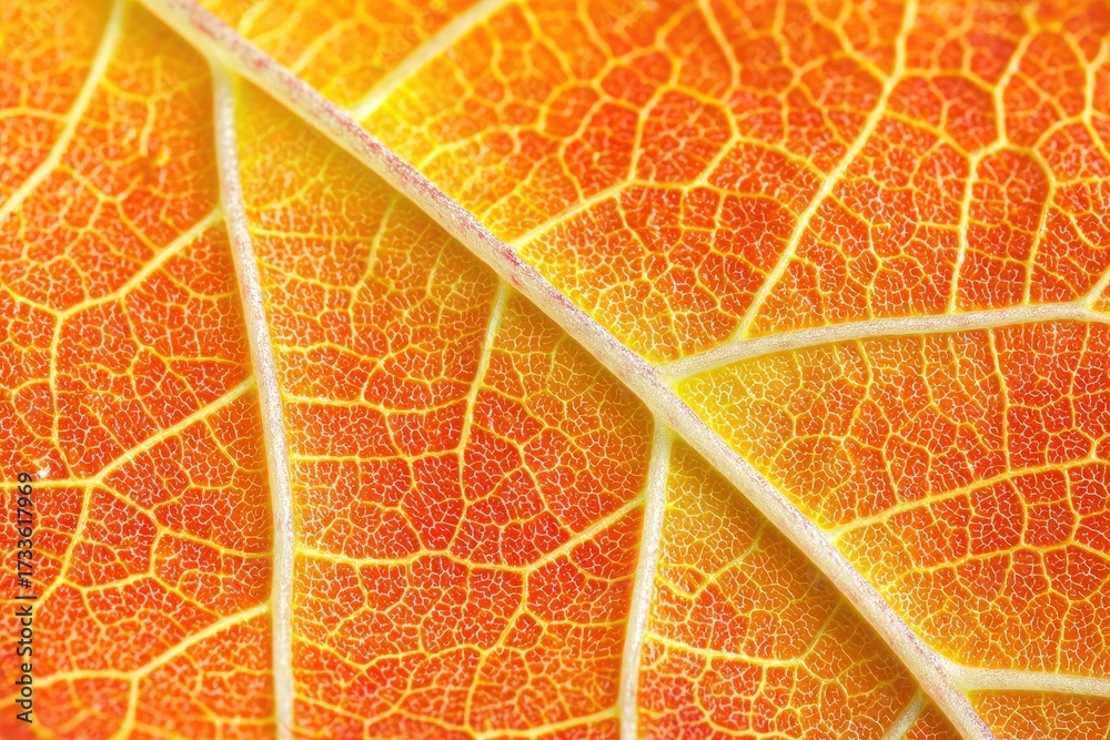 Obraz premium Close-up autumn leaf with intricate patterns and vibrant colors for nature design and seasonal decoration projects