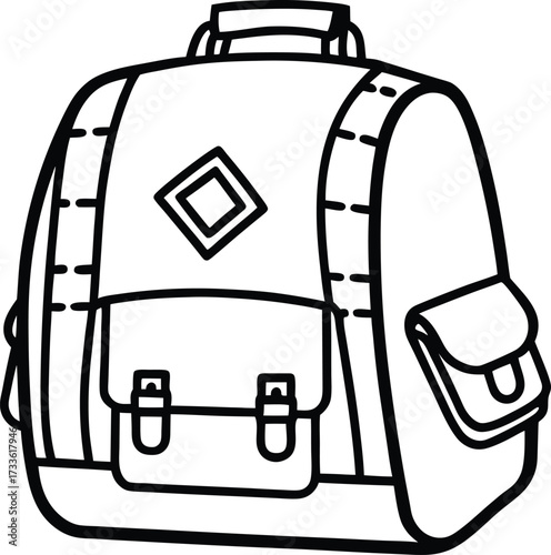 travel backpack with patches illustration on transparent background