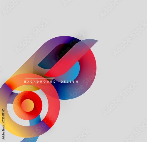 Abstract colorful layers create dynamic visual effect. Modern design elements blend, forming vibrant composition. Minimalist style.